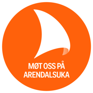 Logo orange runding med seil Møt oss på Arendalsuka